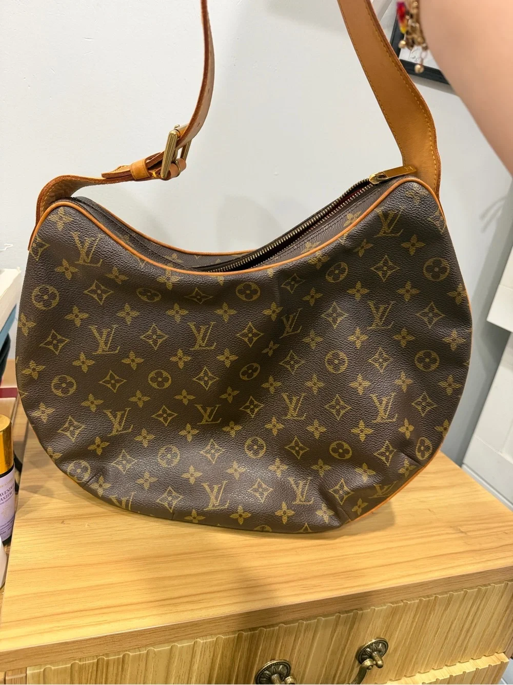 Louis Vuitton Monogram Crescent Hobo in Brown and Tan